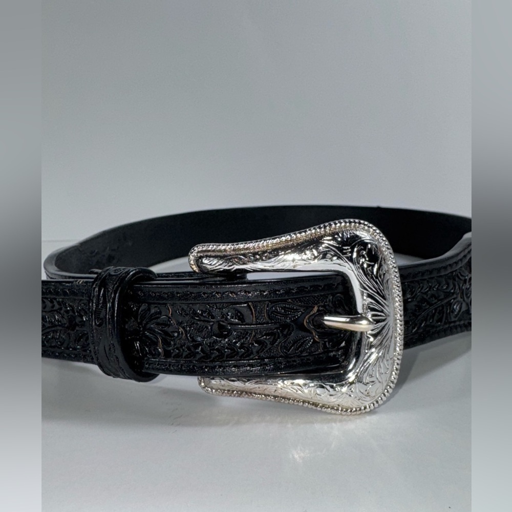 Western-Cowboy-Belt leather cowhide handcrafted rhinestones for Women Men black